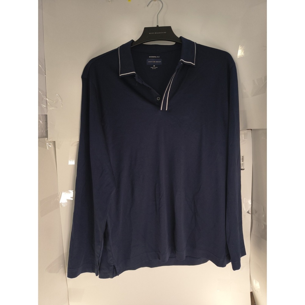 Joseph Abboud Polo Shirt Mens M Navy Blue Long Sleeve Modern Fit Casual